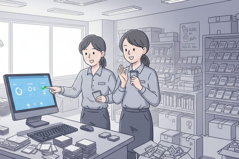 POS導入でオリパ作成作業が効率化された店舗スタッフのイメージ
