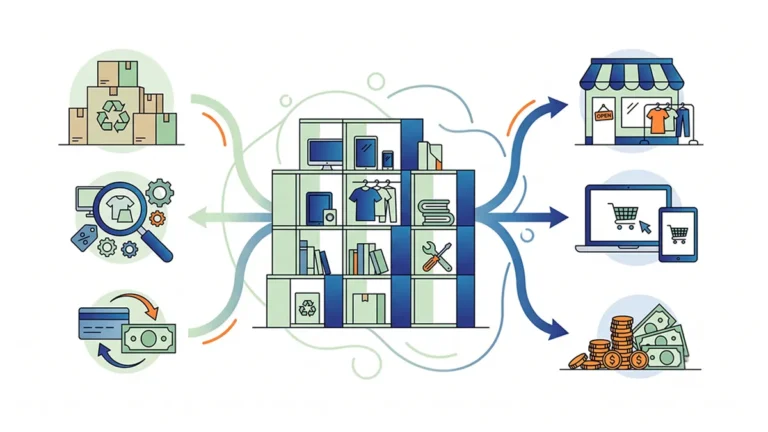 副業から独立へ!リサイクルショップ開業資金の完全ガイド【計画~節約術】 3 リサイクルショップ開業における買取から販売・現金化までのタイムラグと運転資金のイメージ図