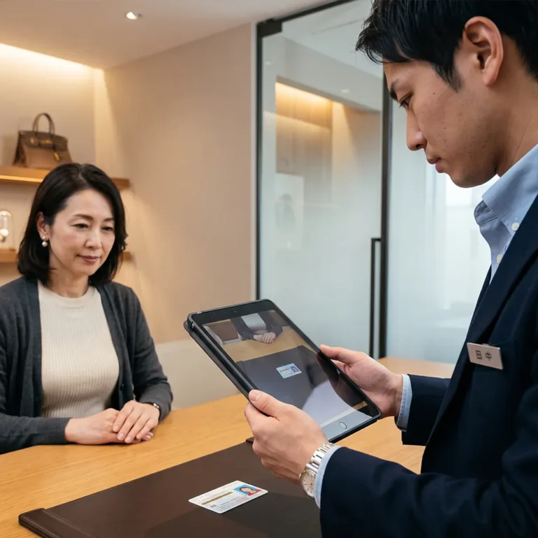買取DXシステム『綾瀬』のタブレットカメラによる身分証明書OCR読み取りのイメージ
